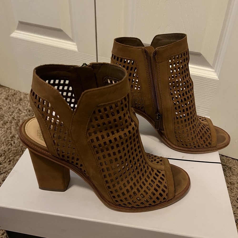 Vince Camuto Tan Cutout Heeled Boots